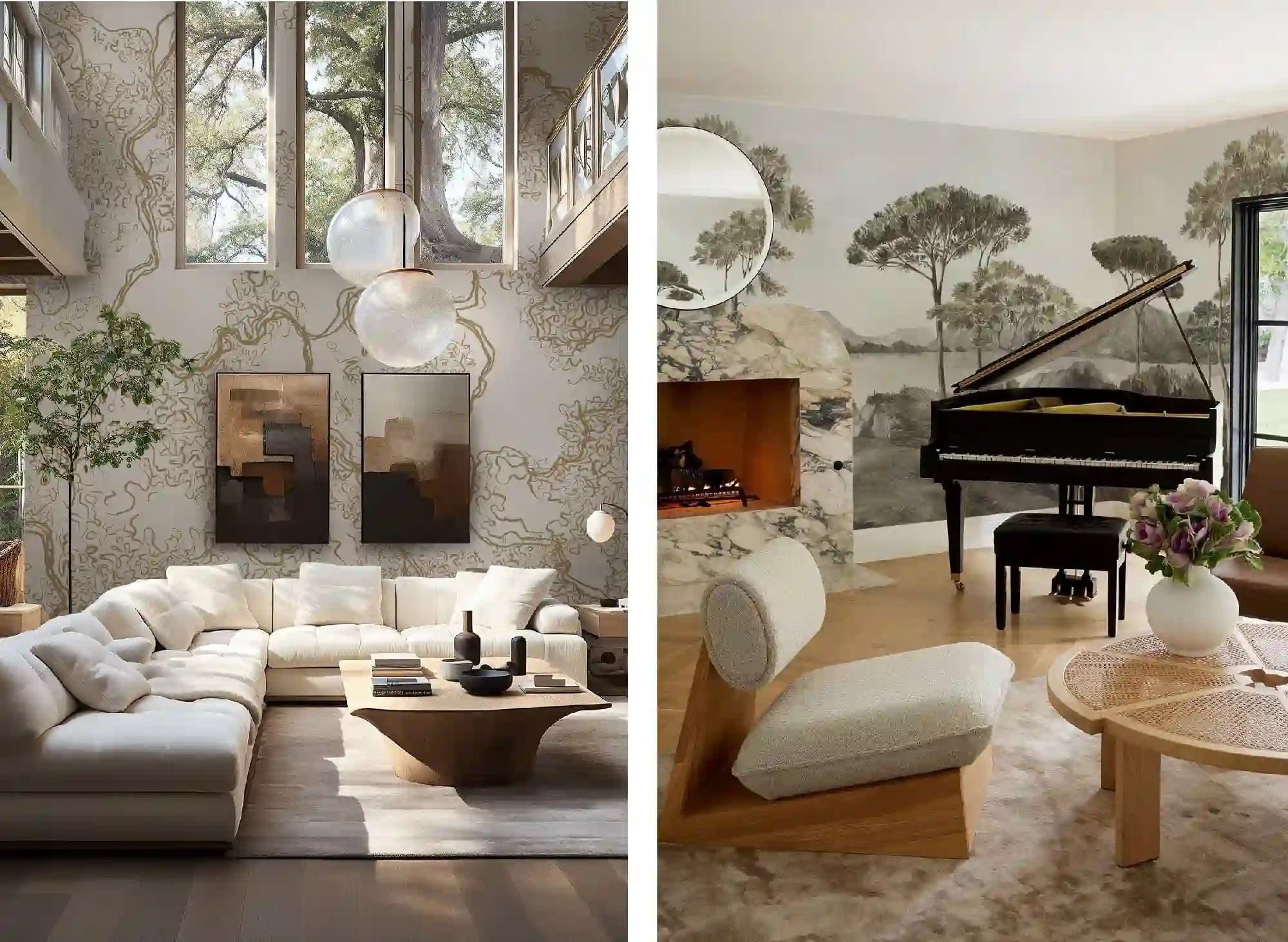 Designer wallpaper interiors showcasing luxury residential installation in Downtown San Francisco