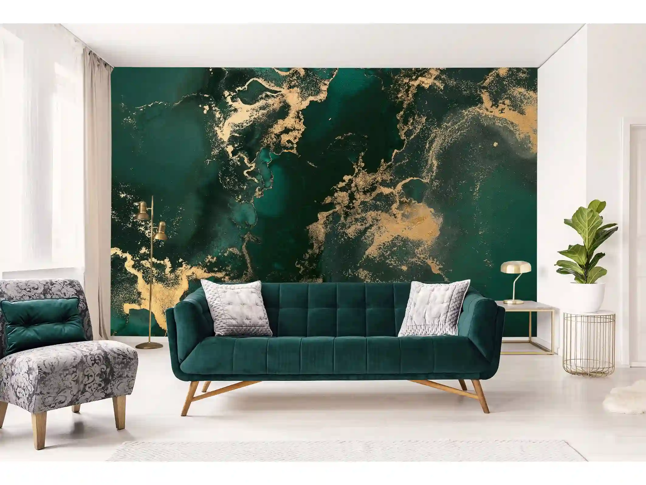 Residential wallpaper installation in a living room in Nob Hill, San Francisco